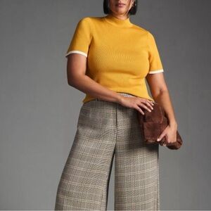 Anthropologie Maeve Women's Mock Neck Ribbed Sweater Top Gold | Size Medium